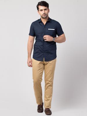 navy blue striped casual shirt - 16479416 - Standard Image - 4