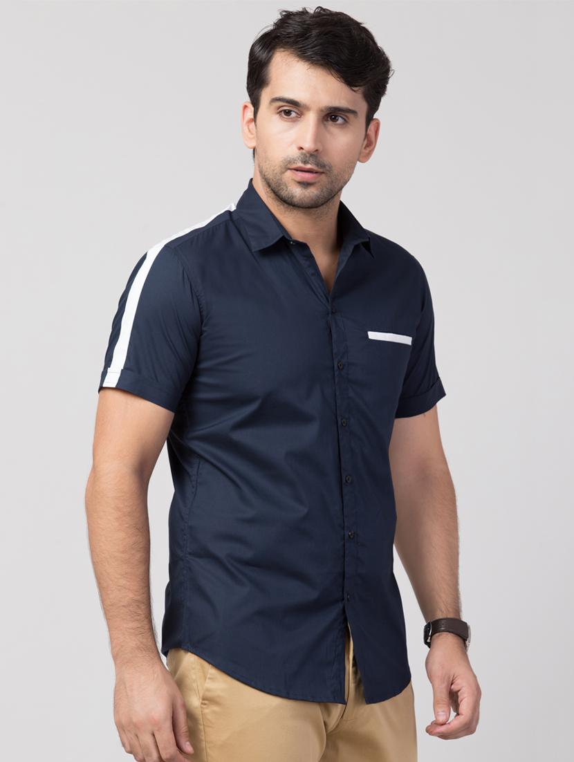 navy blue striped casual shirt - 16479416 - Zoom Image - 2