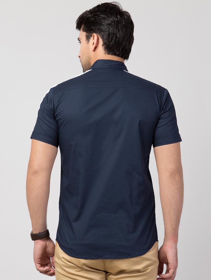 navy blue striped casual shirt - 16479416 - Zoom Image - 3