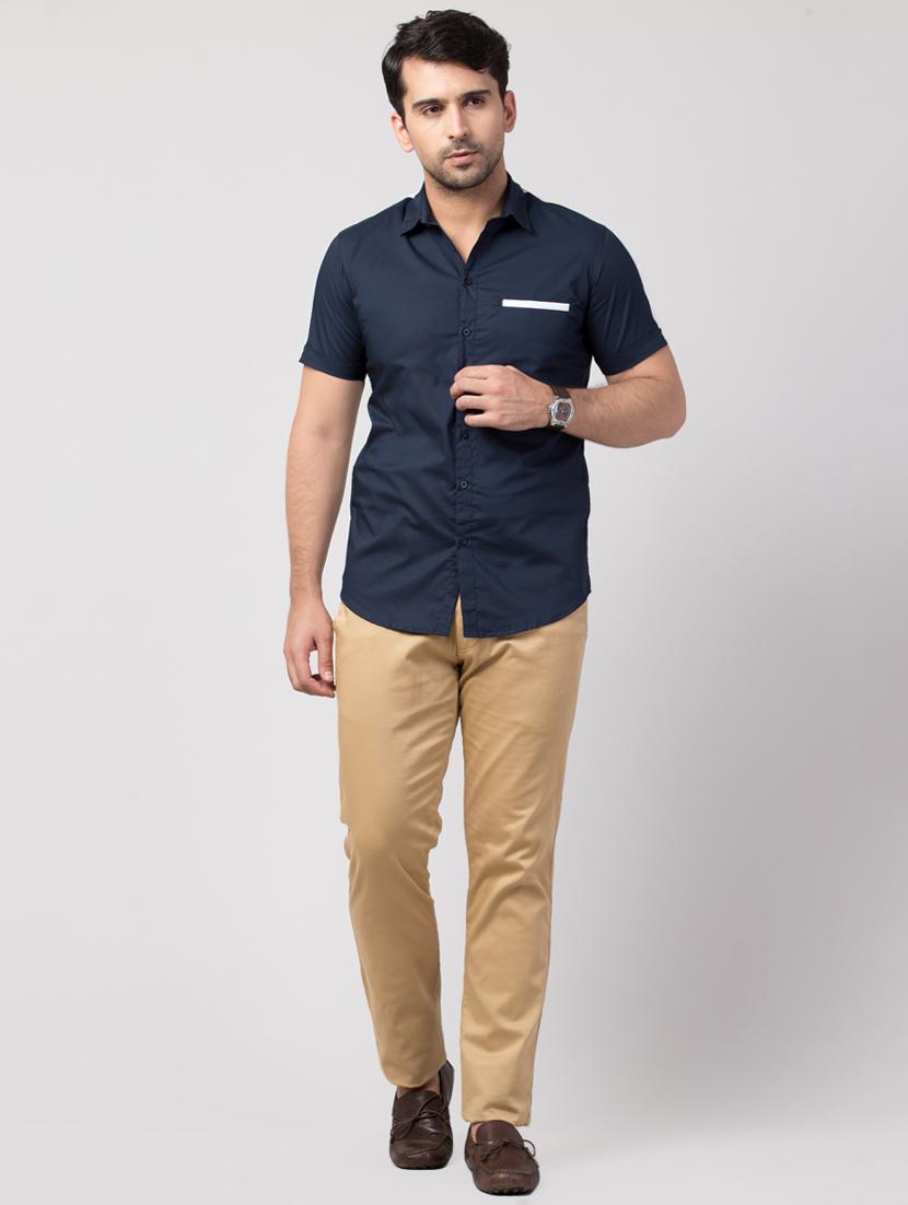 navy blue striped casual shirt - 16479416 - Zoom Image - 4