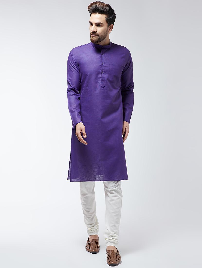 purple solid kurta pyjama set - 16480008 - Zoom Image - 1