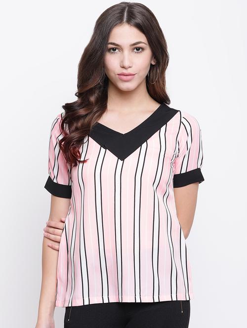 contrast detail striped top - 16480721 - Very Small Image - 1
