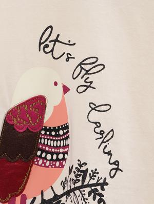 round neck bird print top - 16482003 - Standard Image - 3