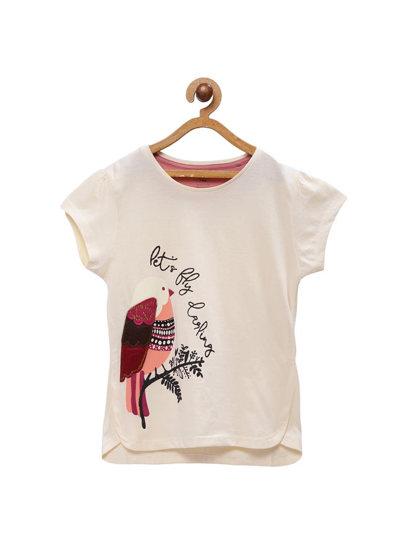 round neck bird print top - 16482003 - Zoom Image - 1