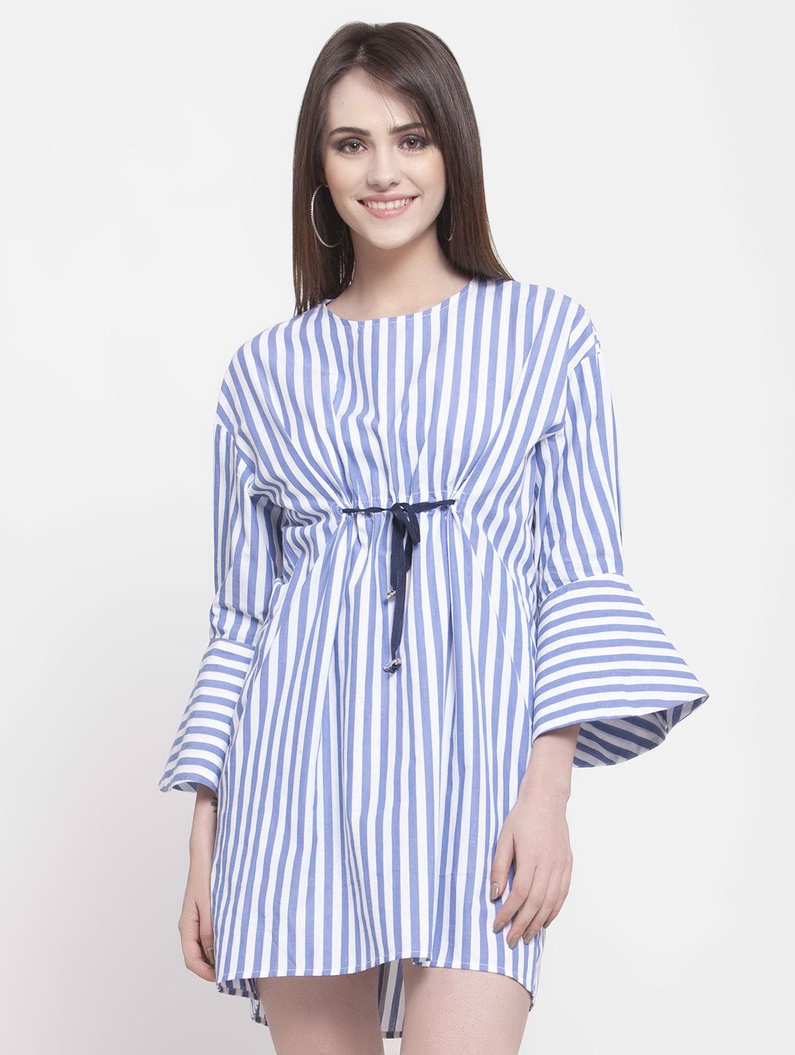 drawstring striped a-line dress - 16482554 - Zoom Image - 1