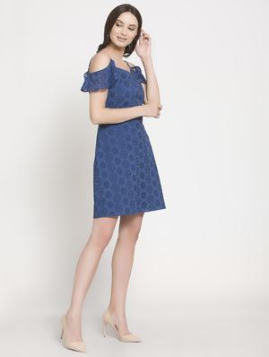 cold shoulder schiffli a-line dress - 16482556 - Standard Image - 4