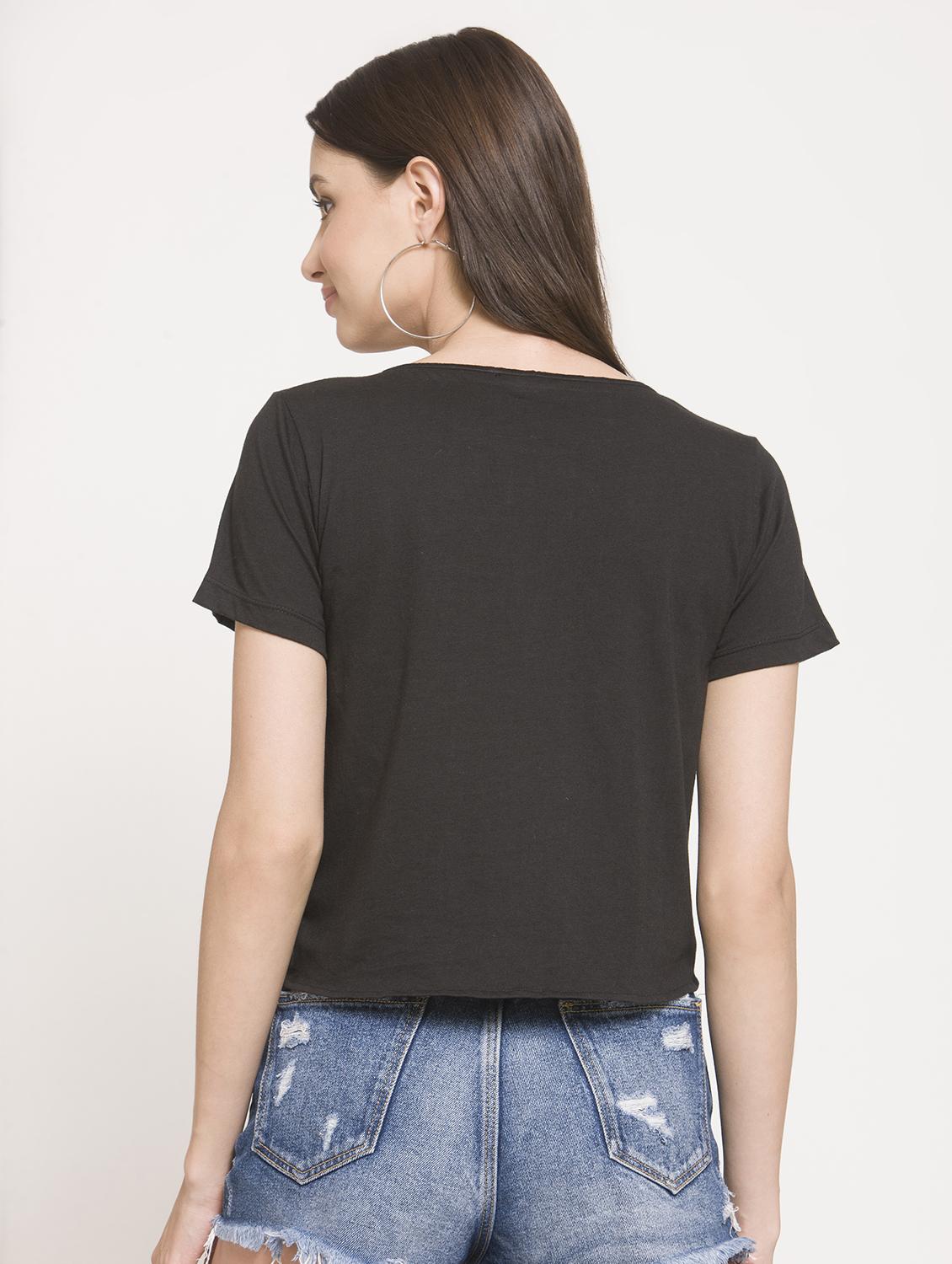 knotted hem round neck solid top - 16482574 - Zoom Image - 3