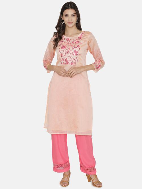 embroidered straight kurta - 16482674 - Standard Image - 1