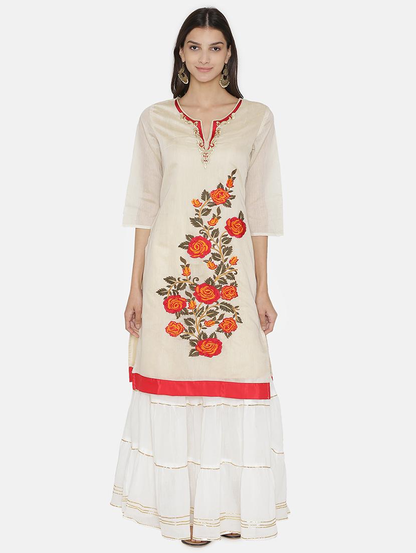 embroidered straight kurta - 16482676 - Zoom Image - 1