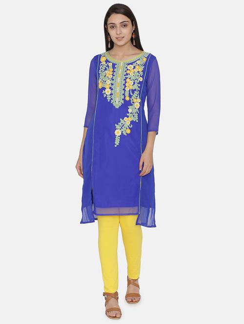 embroidered straight kurta - 16482678 - Standard Image - 1
