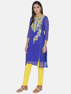 embroidered straight kurta - 16482678 - Standard Image - 2
