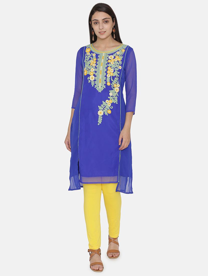 embroidered straight kurta - 16482678 - Zoom Image - 1