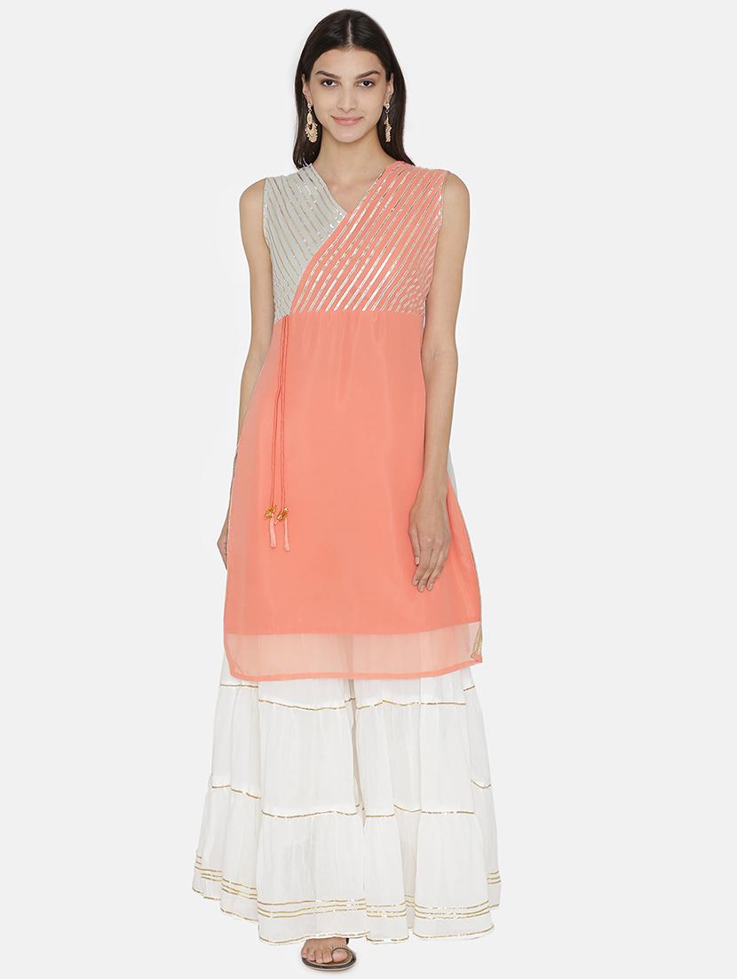 gota work straight kurta - 16482680 - Zoom Image - 1