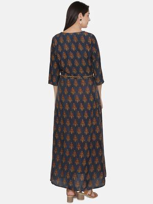 embroidered a-line kurta with jacket - 16482693 - Standard Image - 3