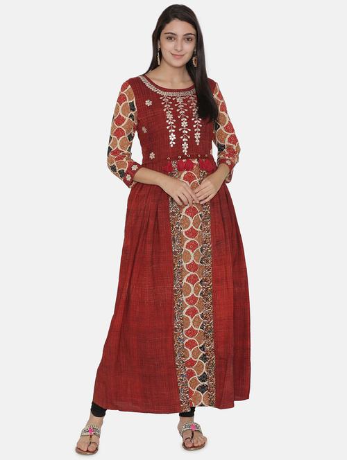 gota work a-line kurta - 16482696 - Standard Image - 1