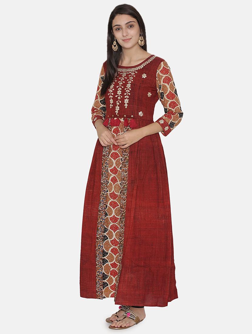 gota work a-line kurta - 16482696 - Zoom Image - 2