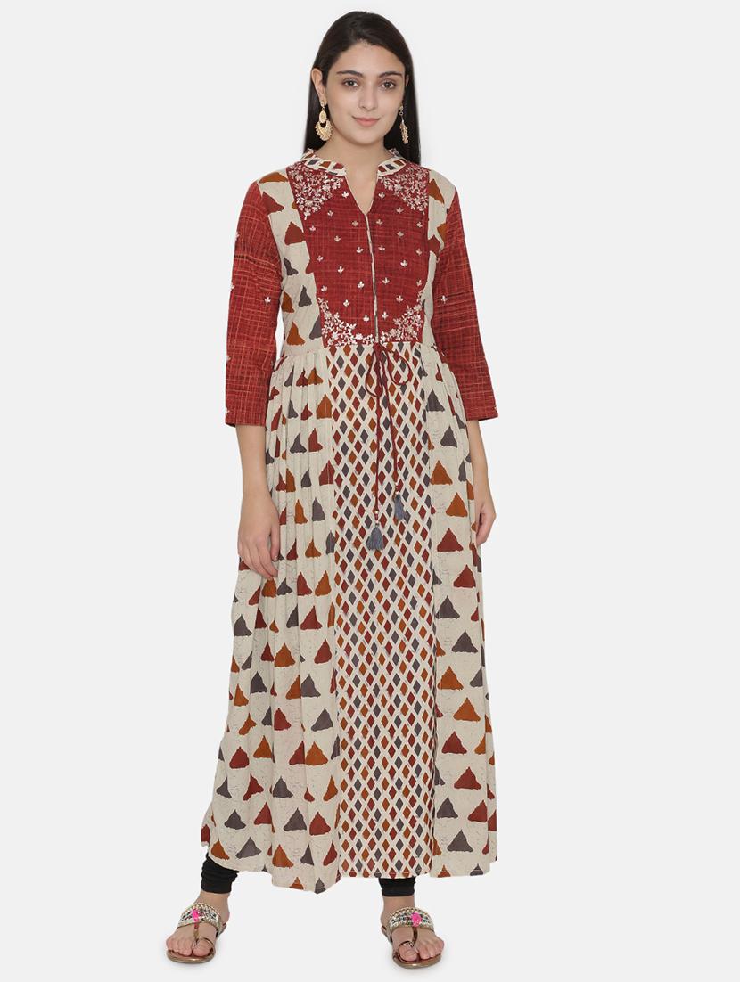 geometric print a-line kurta - 16482697 - Zoom Image - 1