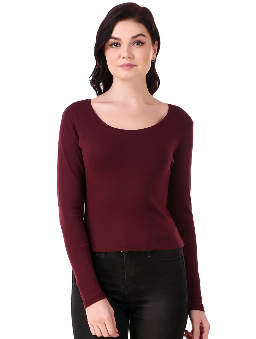 scoop neck solid tee - 16482707 - Zoom Image - 1