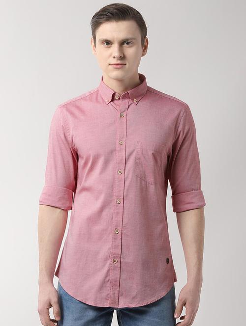 pink solid casual shirt - 16482883 - Standard Image - 1