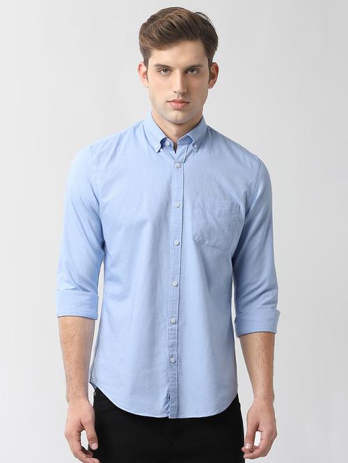 light blue solid casual shirt - 16482886 - Very Small Image - 1