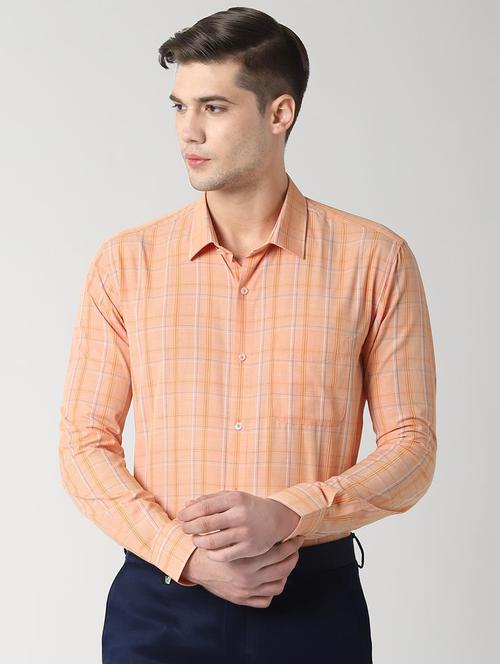 orange checkered formal shirt - 16482977 - Very Small Image - 1
