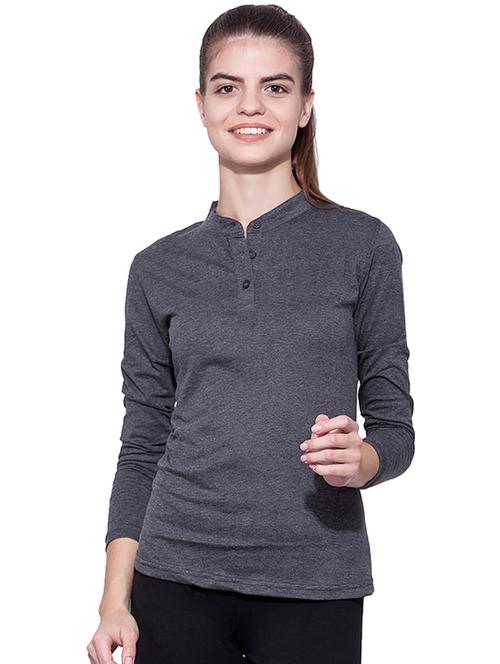 mandarin neck long sleeved top - 16483129 - Standard Image - 1