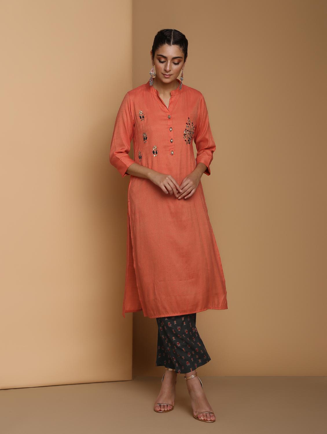 embellished kurta palazzo set - 16483194 - Zoom Image - 1