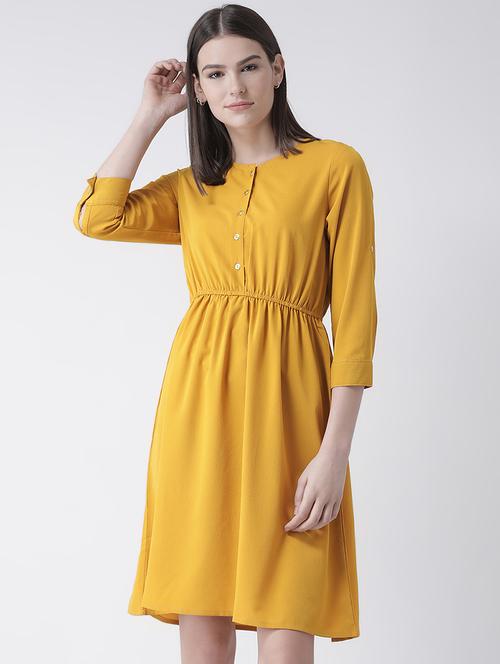 button detail blouson a-line dress - 16483238 - Standard Image - 1