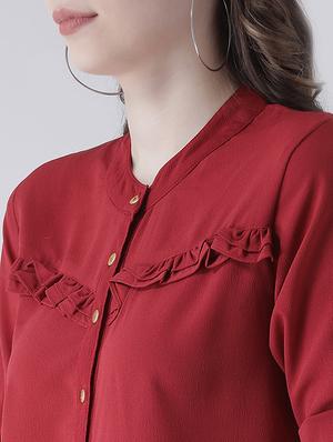 roll up sleeved frill trim a-line dress - 16483242 - Standard Image - 5