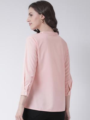 mandarin neck solid shirt - 16483260 - Standard Image - 3