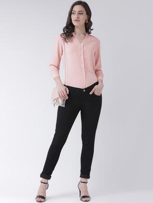 mandarin neck solid shirt - 16483260 - Standard Image - 4