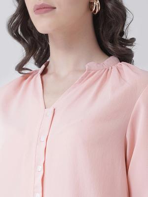 mandarin neck solid shirt - 16483260 - Standard Image - 5
