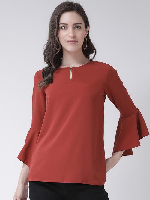 key hole neck bell sleeved top - 16483267 - Standard Image - 1