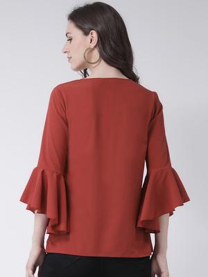 key hole neck bell sleeved top - 16483267 - Standard Image - 3