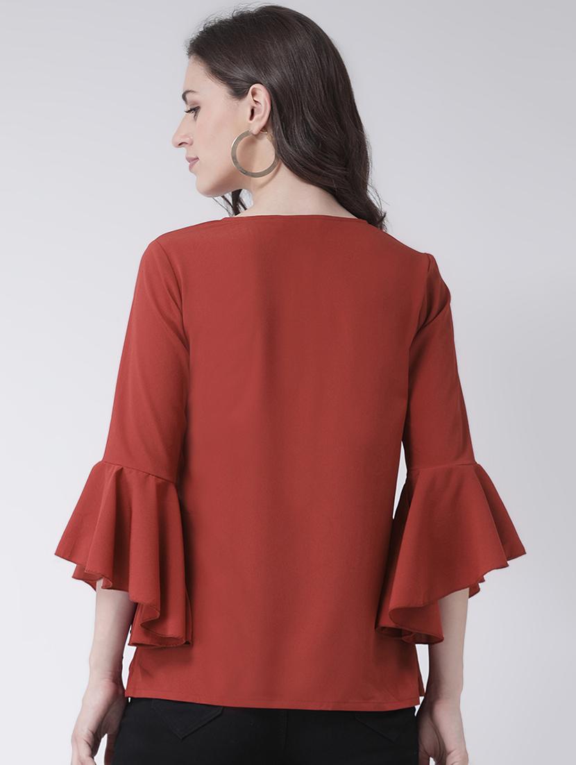 key hole neck bell sleeved top - 16483267 - Zoom Image - 3