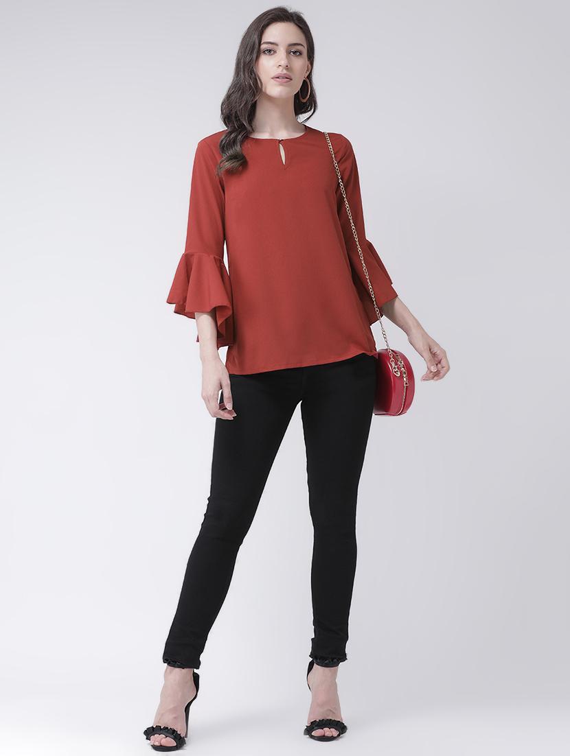 key hole neck bell sleeved top - 16483267 - Zoom Image - 4