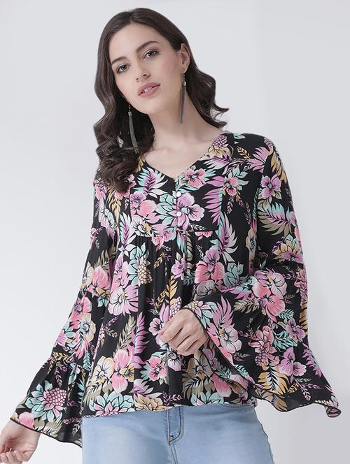 bell sleeved floral top - 16483269 - Standard Image - 1
