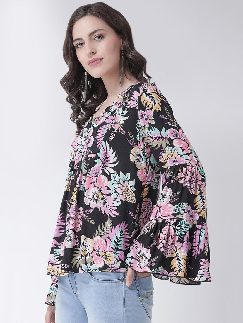 bell sleeved floral top - 16483269 - Zoom Image - 2