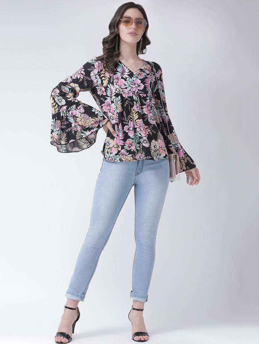bell sleeved floral top - 16483269 - Zoom Image - 4