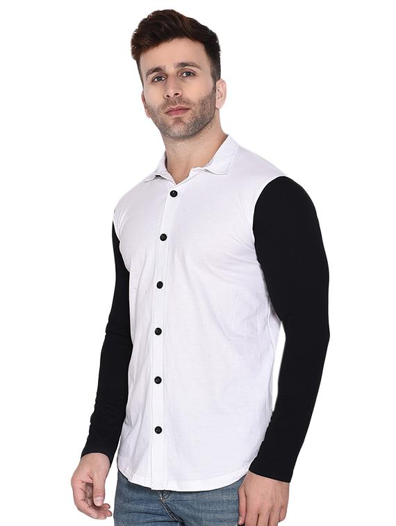 white color block casual shirt - 16483448 - Zoom Image - 2