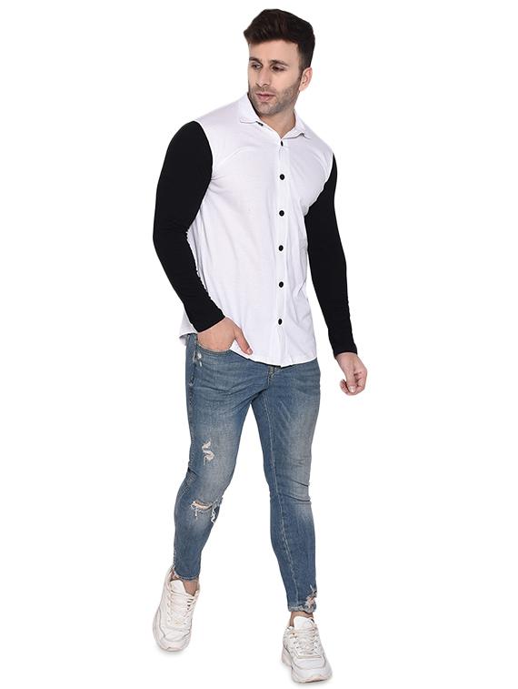white color block casual shirt - 16483448 - Zoom Image - 4