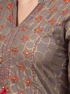 gold print kurta palazzo set - 16483494 - Standard Image - 4