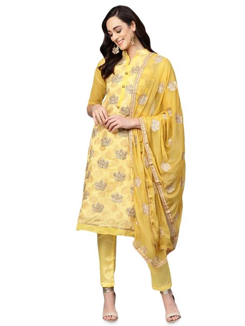 embroidered unstitched straight pant suit - 16483692 - Standard Image - 1