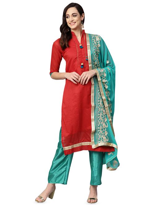 embellished unstitched straight pant suit - 16483694 - Standard Image - 1