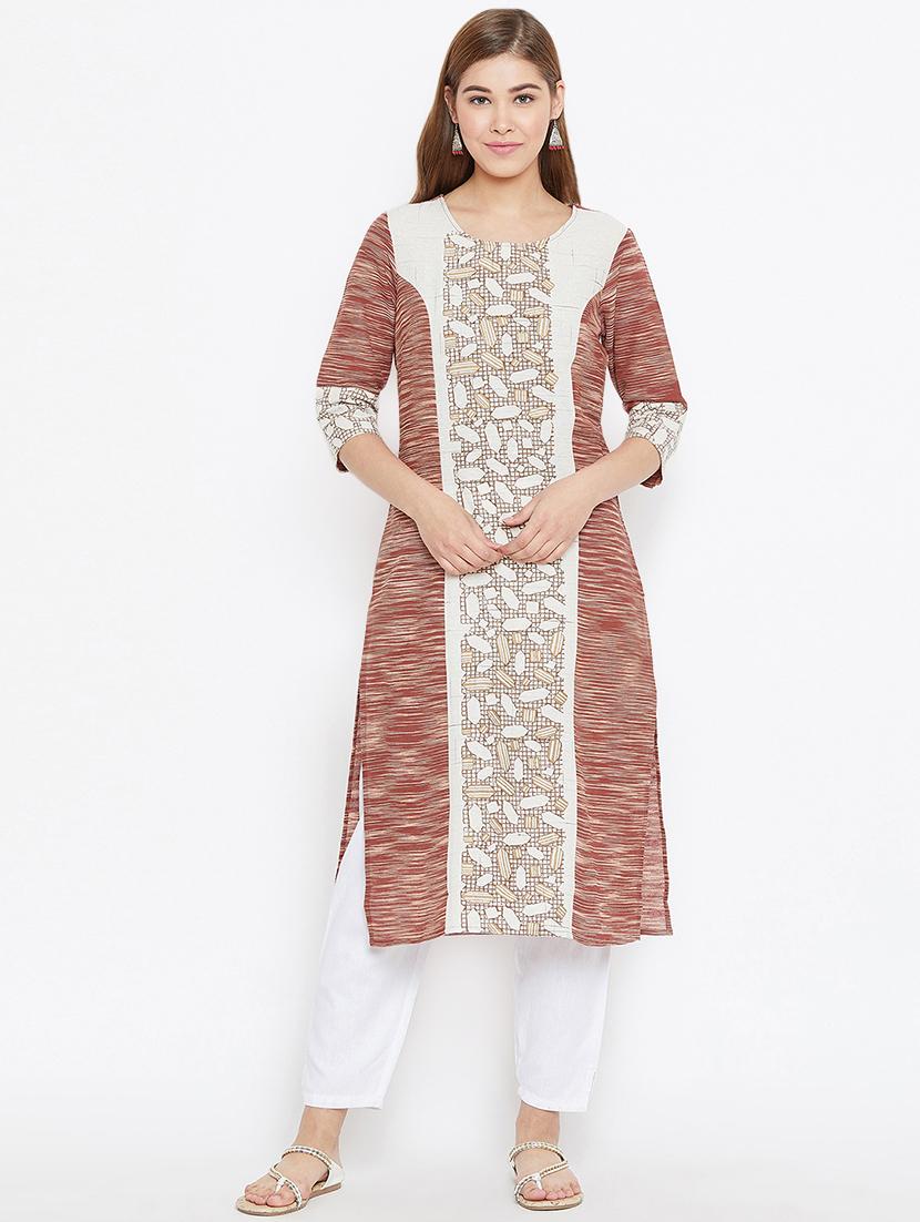 block printed straight kurta - 16483901 - Zoom Image - 1