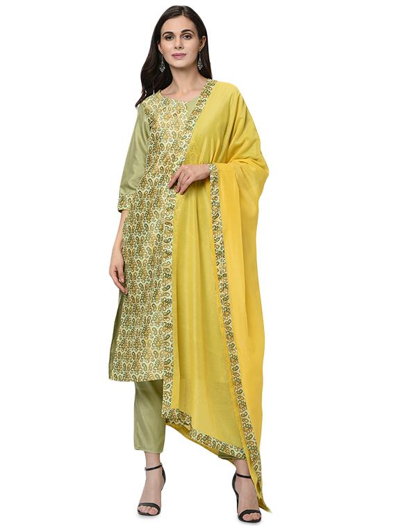 paisley print angrakha suit set - 16483920 - Zoom Image - 1