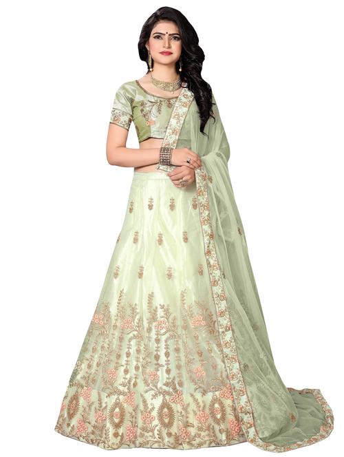 gold embroidered a-line lehenga - 16484098 - Standard Image - 1