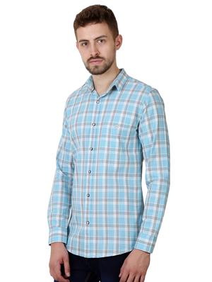 light blue checkered casual shirt - 16484194 - Standard Image - 2