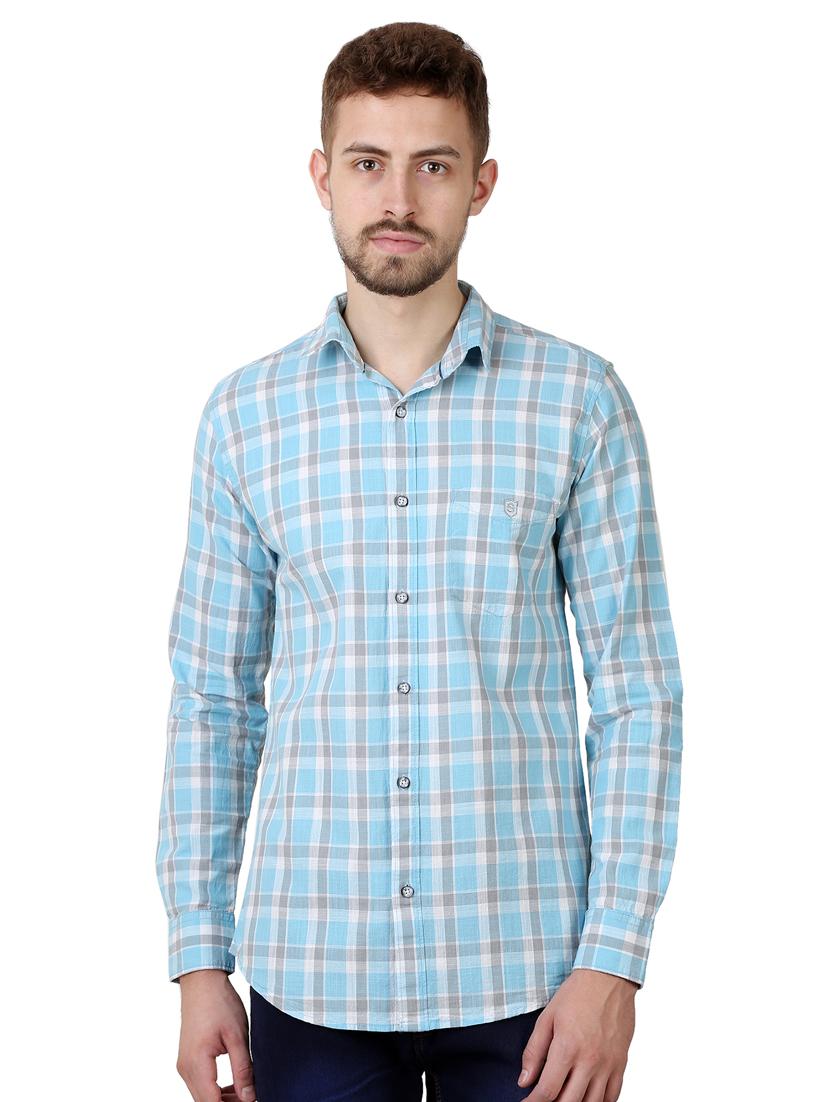 light blue checkered casual shirt - 16484194 - Zoom Image - 1