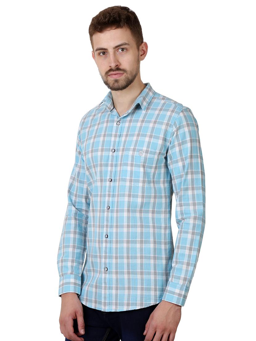 light blue checkered casual shirt - 16484194 - Zoom Image - 2